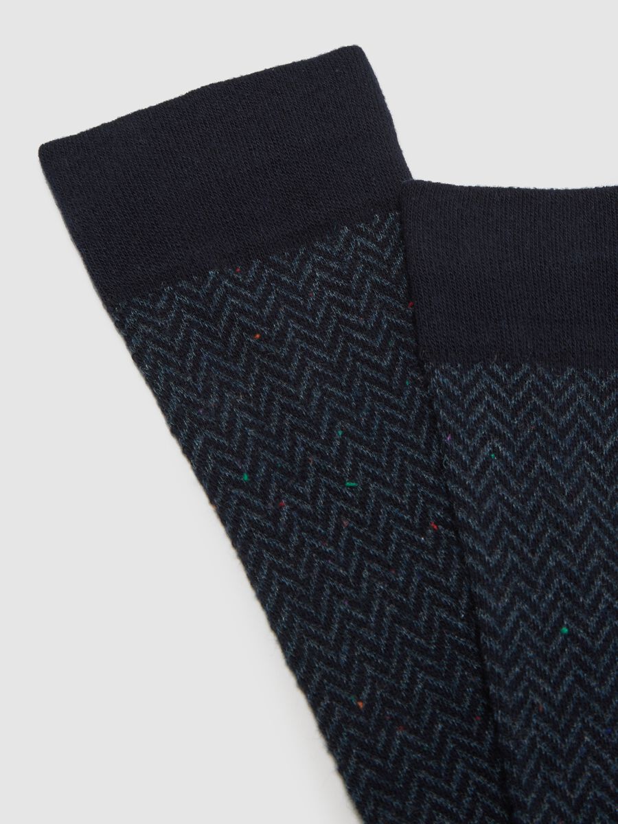 Tripack calze in misto cotone blu elasticizzato_2