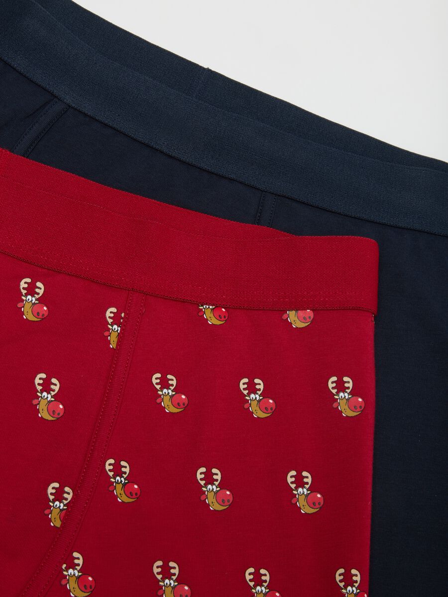 Red Stretch Cotton Christmas Boxers Regular Fit_5