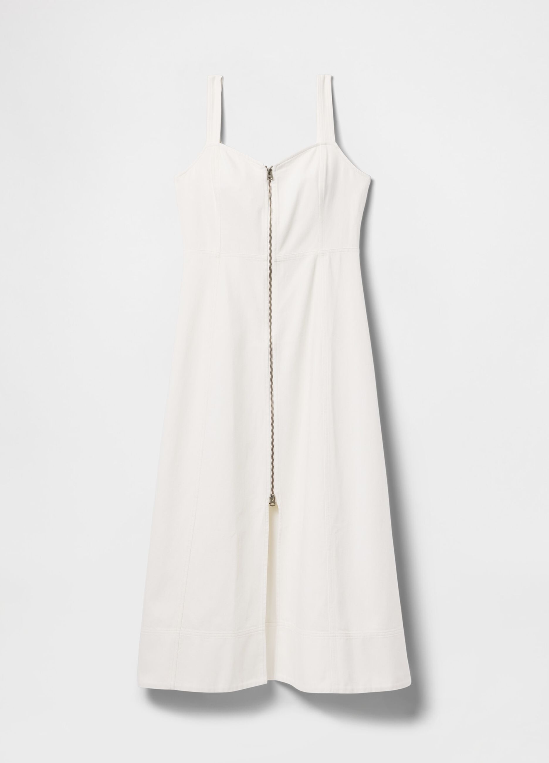 White Long Dress with Front Zip