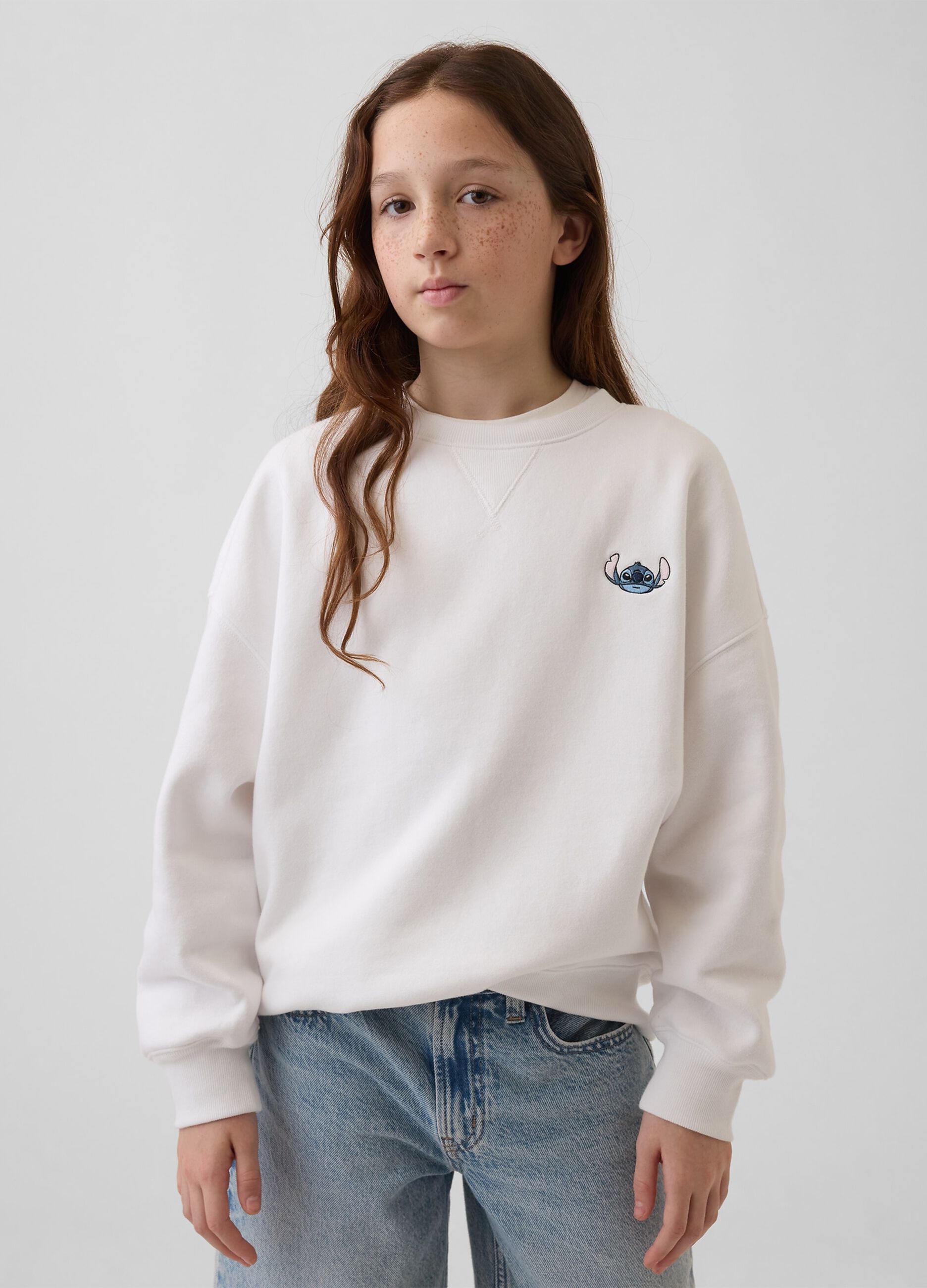 Cotton-blend crew-neck sweatshirt