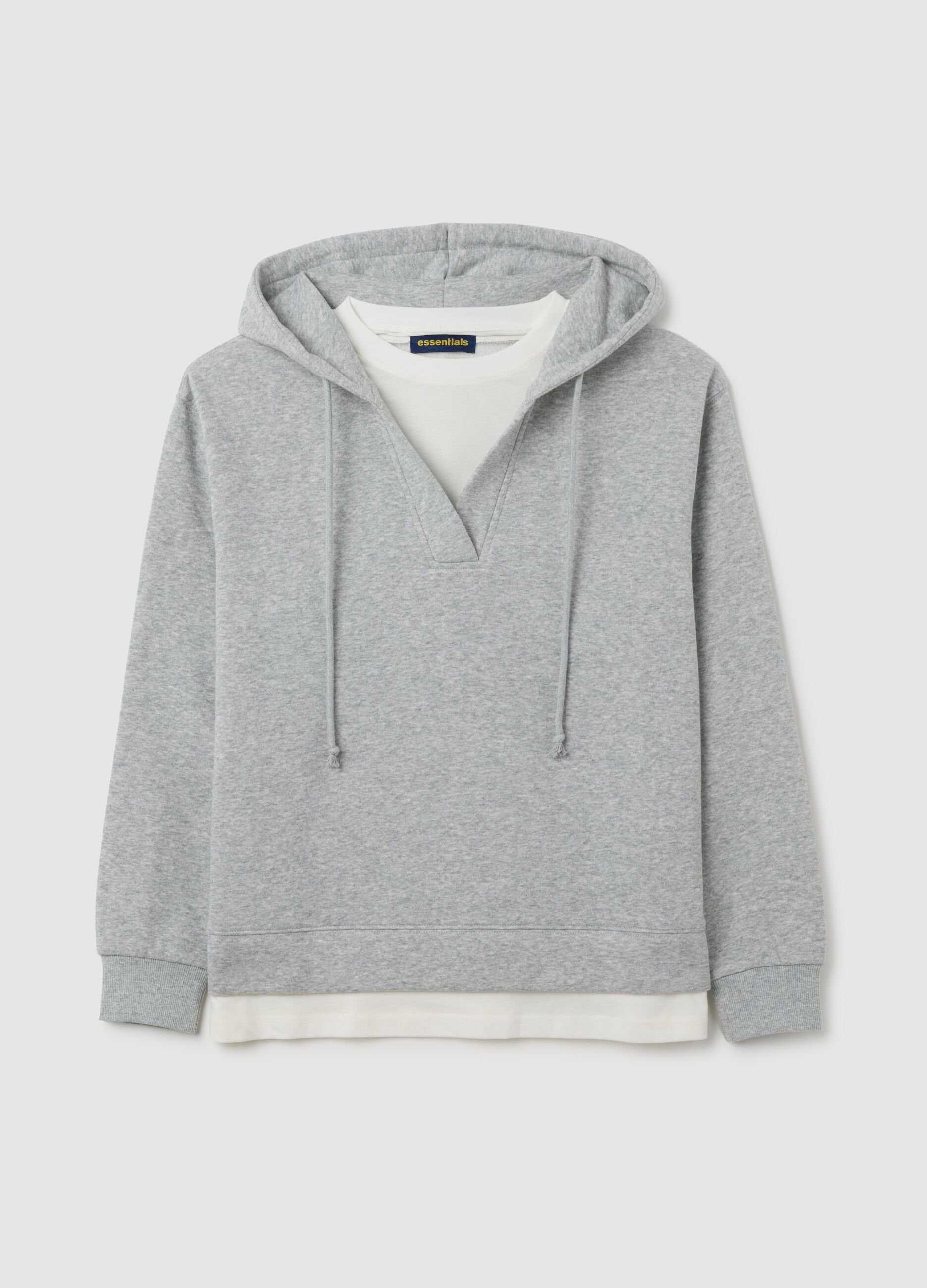 Grey cotton blend sweatshirt with regular fit