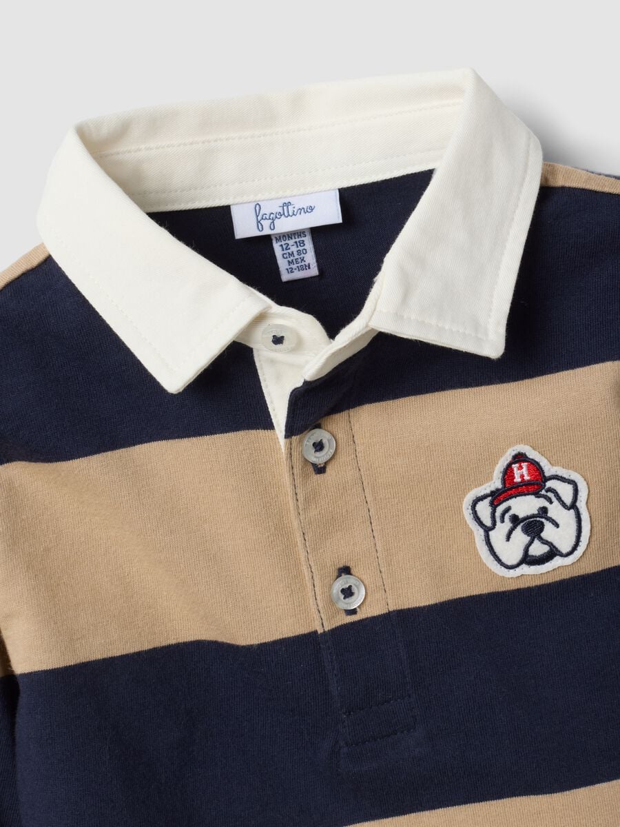 Polo blu in puro cotone organico a righe per bimbo_2