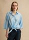 Regular fit blue lyocell blend shirt with floral embroidery_3