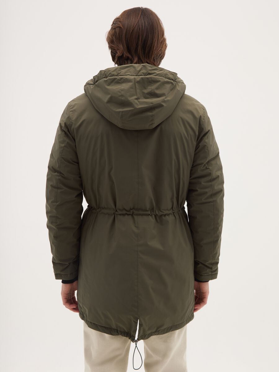 Parka imbottito verde regular fit con cappuccio e zip_2