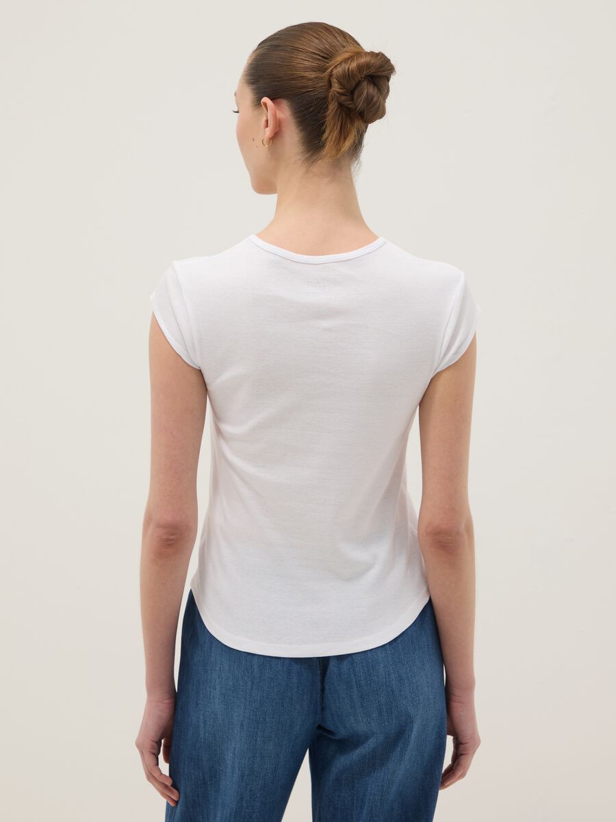 White short-sleeved pure cotton t-shirt regular fit_3