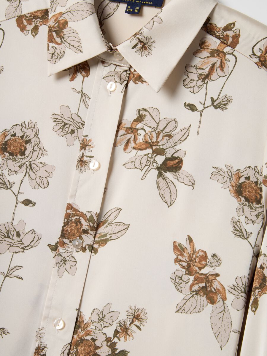 Multicolour Long Sleeve Satin Shirt with Floral Pattern, Regular Fit_5