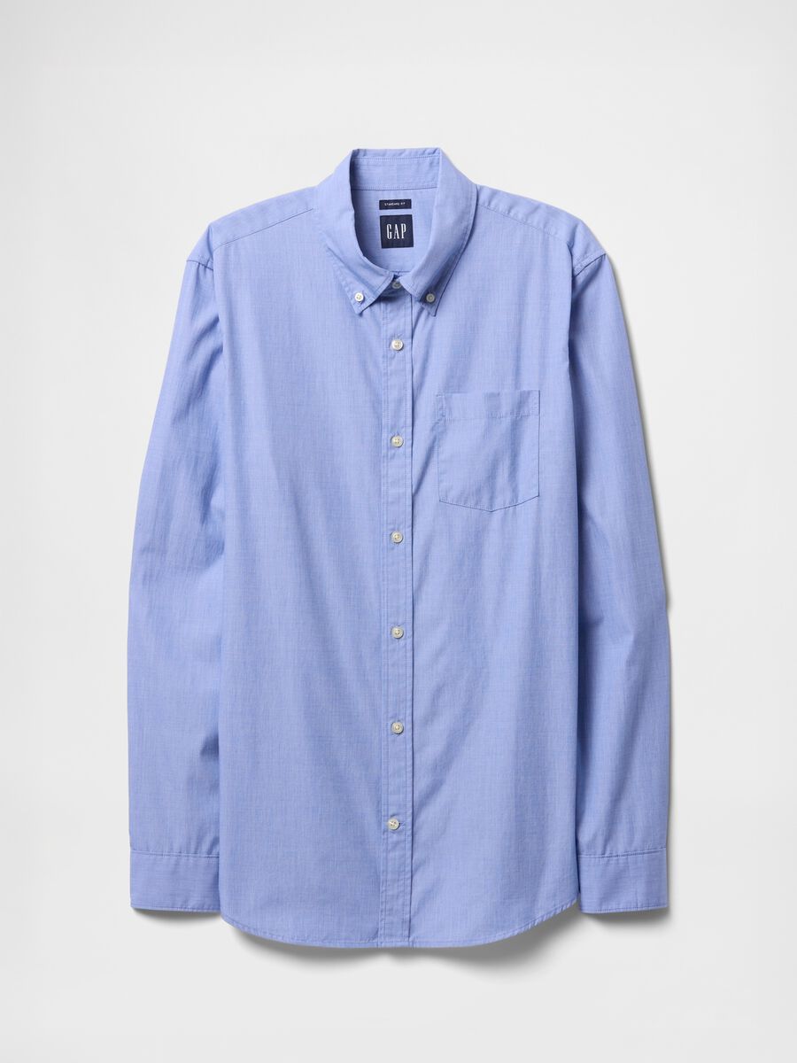 Blue cotton shirt with chest pocket_3