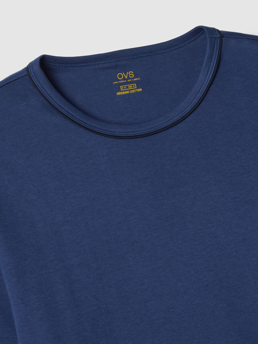 Blue crew-neck pyjama with long sleeves in pure cotton regular fit_5