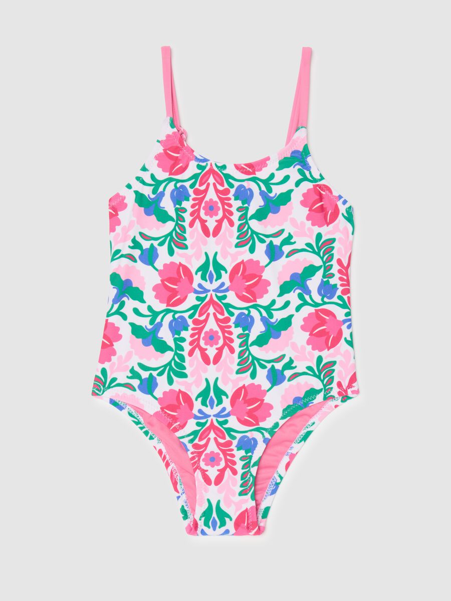 Girls' One-Piece Swimsuit in Multicolour Stretch Blend_0