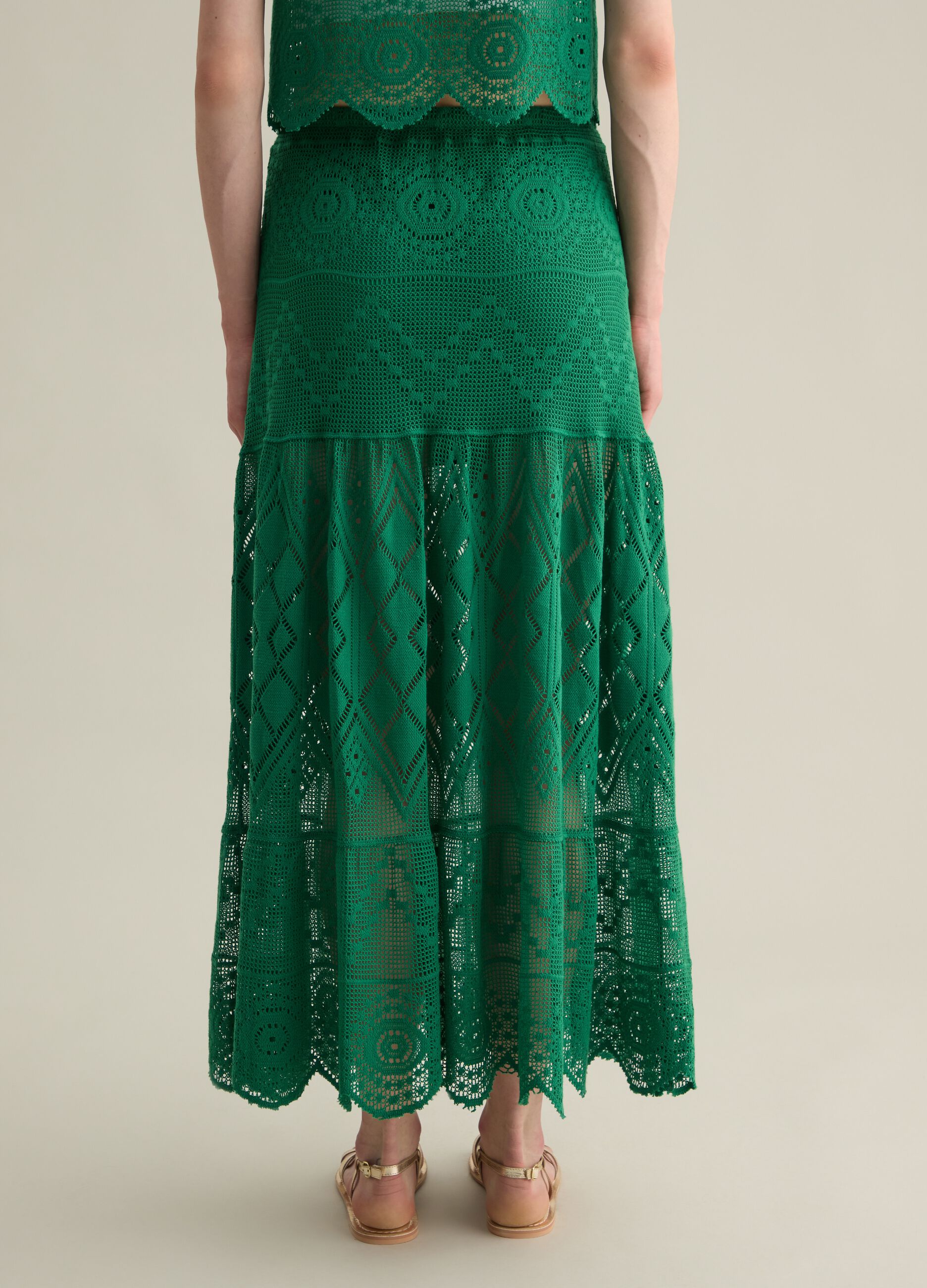 Green skirt with cotton and polyester texture Piombo