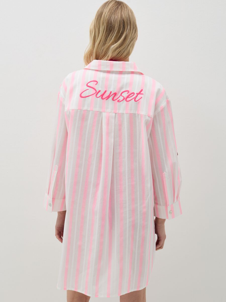 Striped beach cover-up shirt with embroidery_2