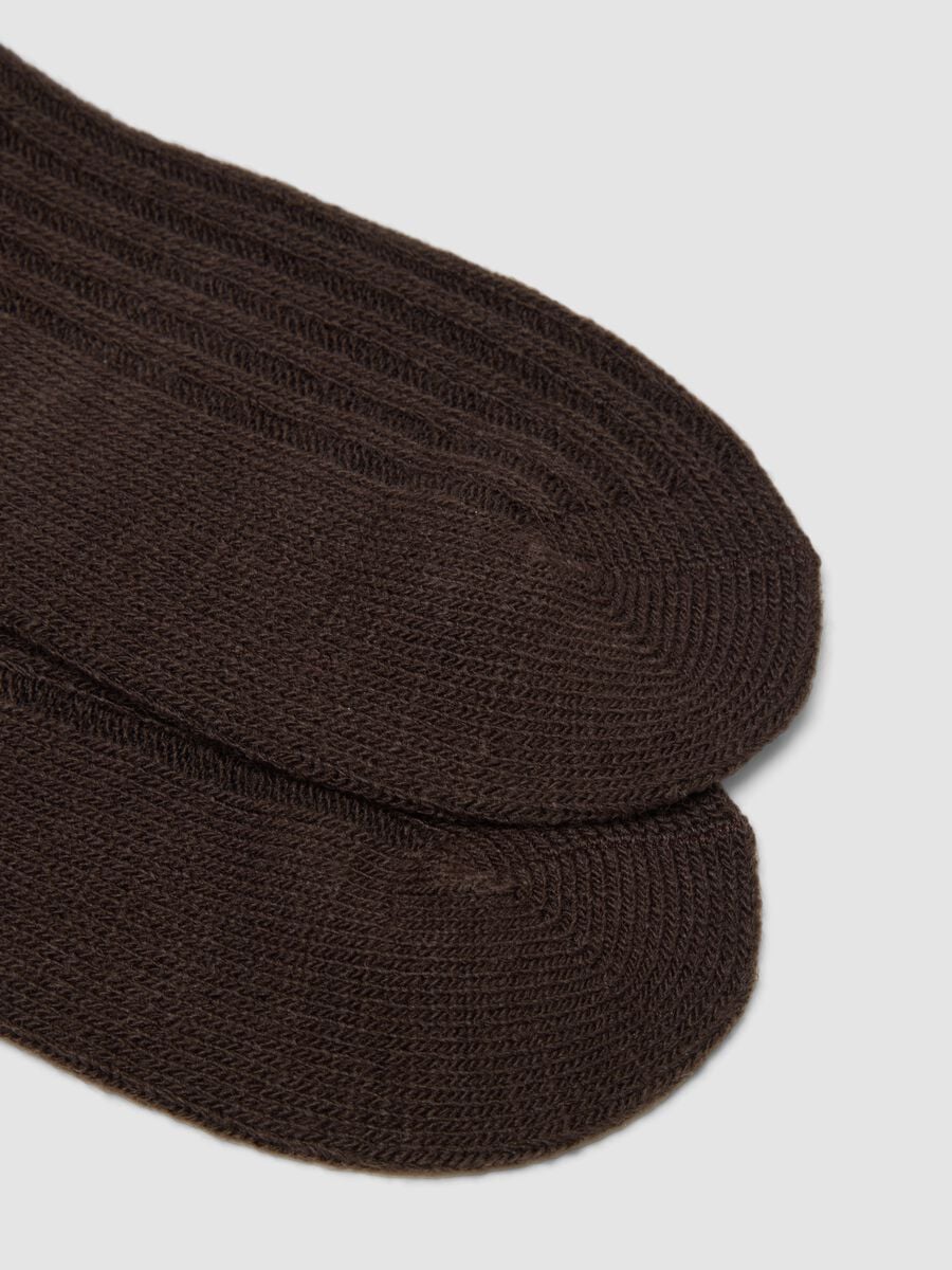 Brown ribbed stretch-fabric socks_1