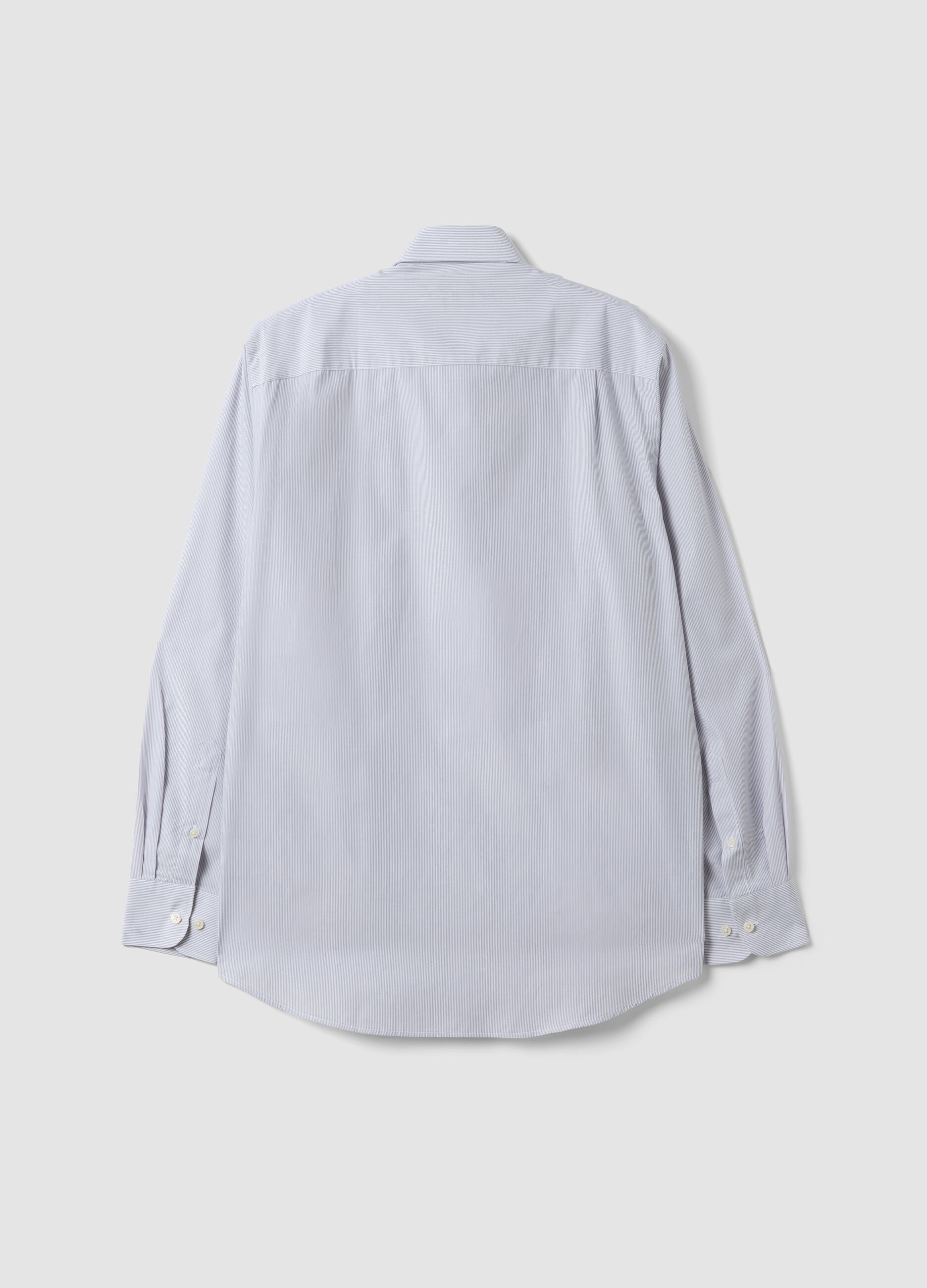 Camicia grigia in misto cotone a righe sottili easy iron regular fit