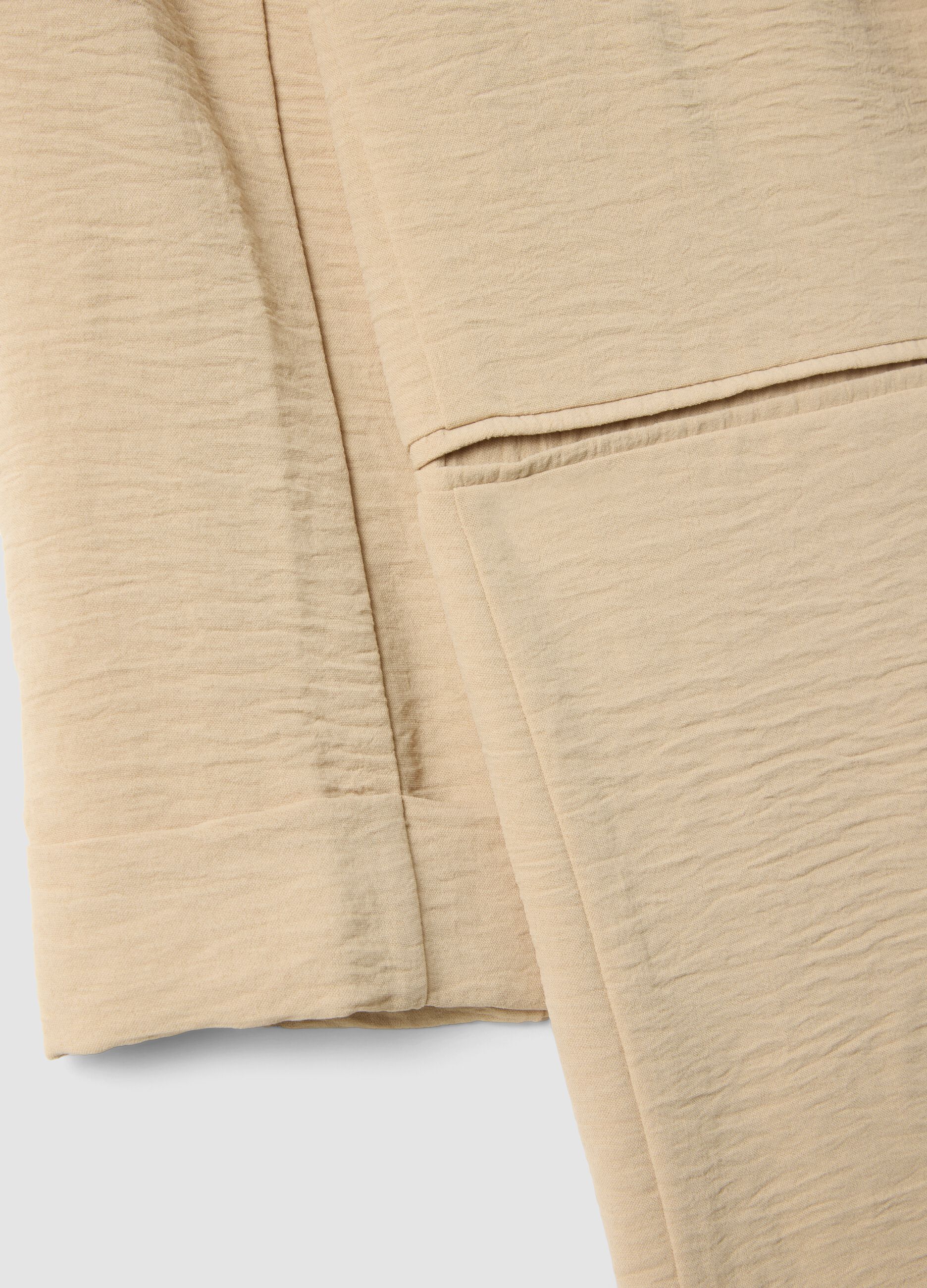 Beige regular-fit buttonless blazer