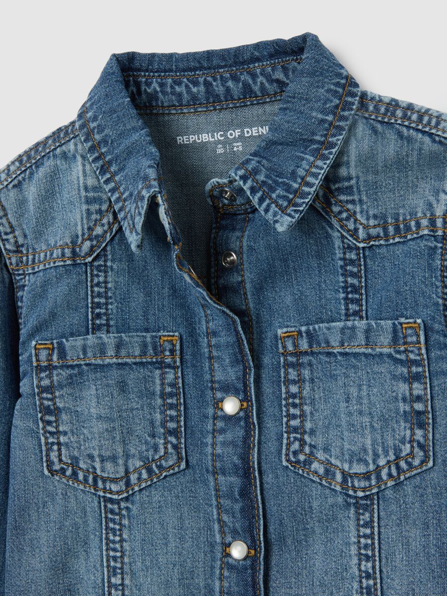 Girls' blue denim regular fit shirt_2