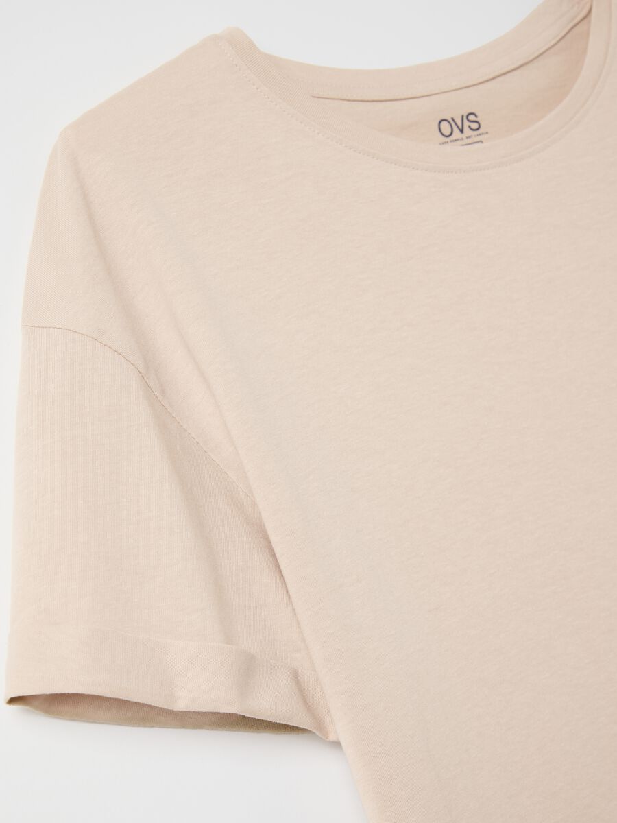 Beige boxy-fit T-shirt in cotton_5