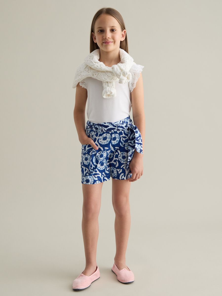 Girls' multicolour pure cotton regular fit shorts_1