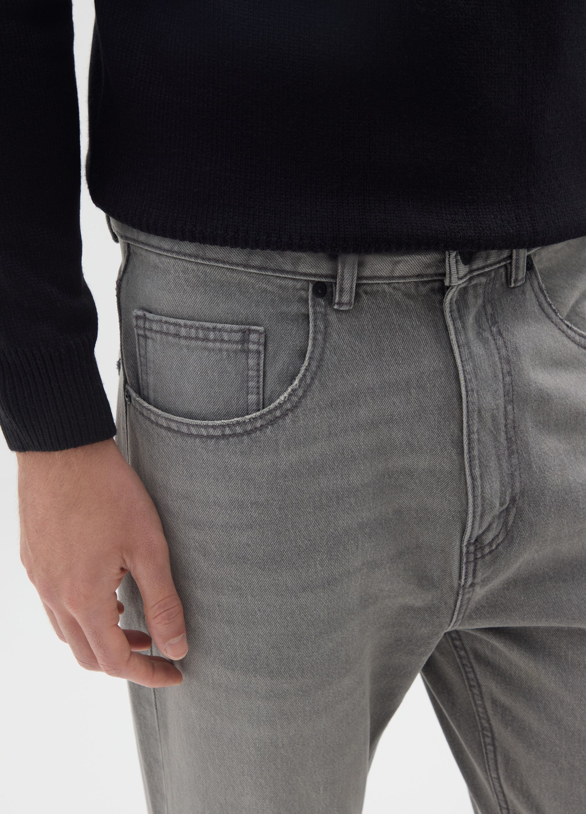 Jeans in puro cotone grigio carrot fit