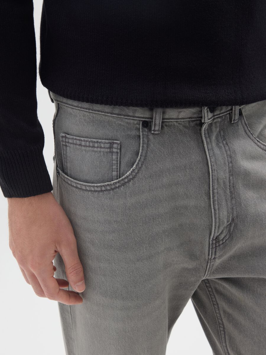Jeans in puro cotone grigio carrot fit_3