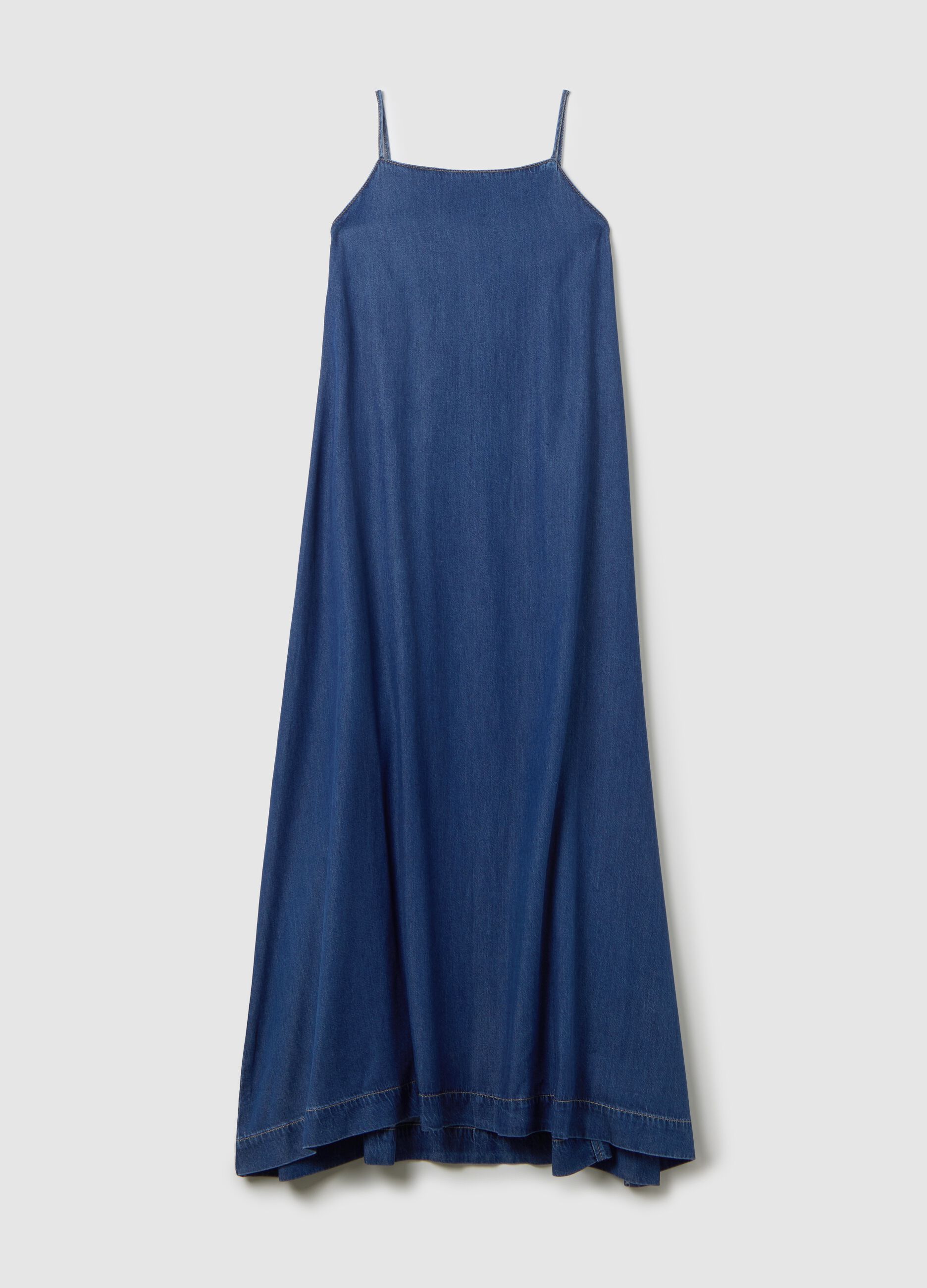 Women's Long Dress in Lyocell and Denim Cotton
