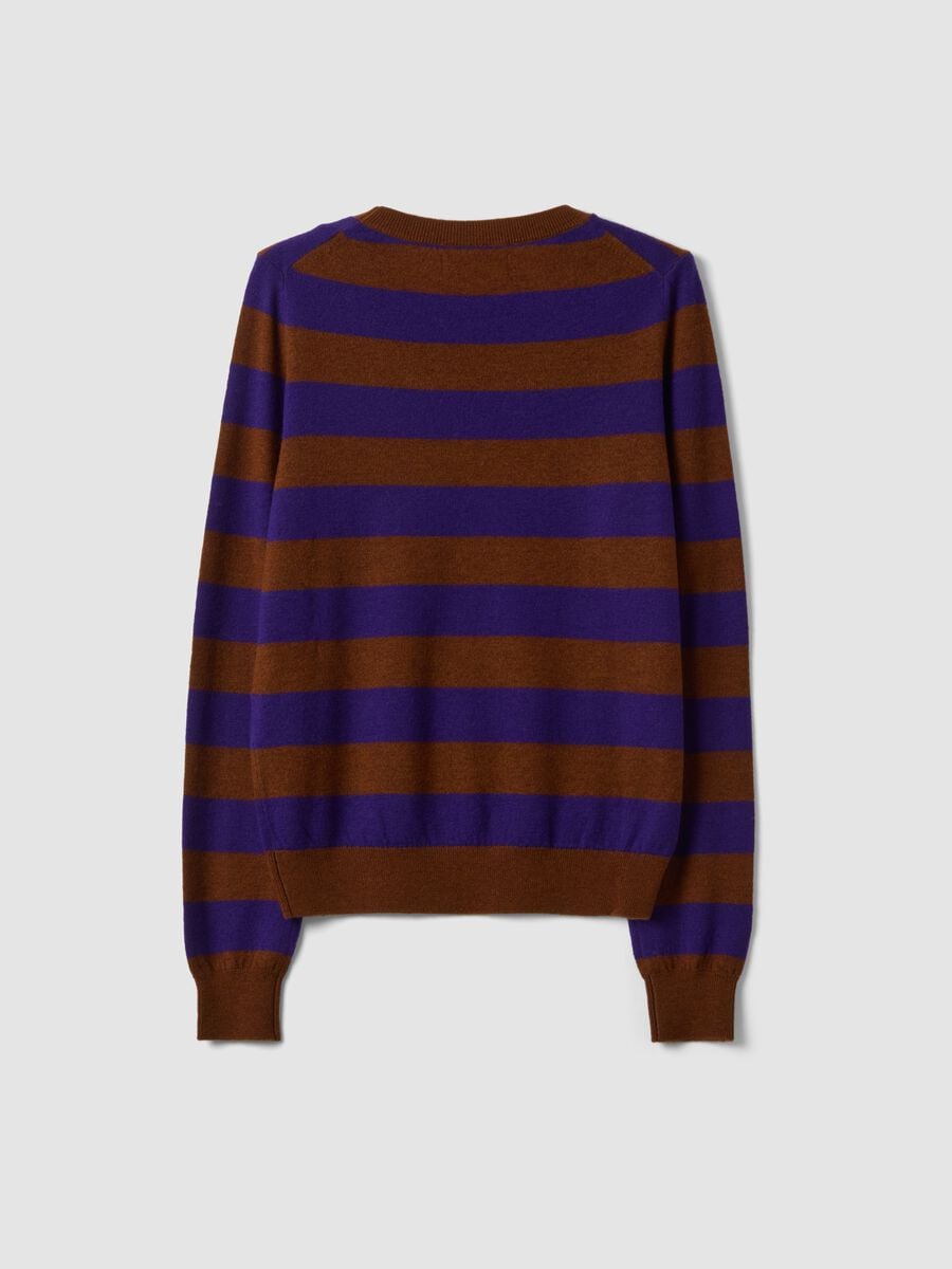 Purple pure wool striped crew-neck jumper_2