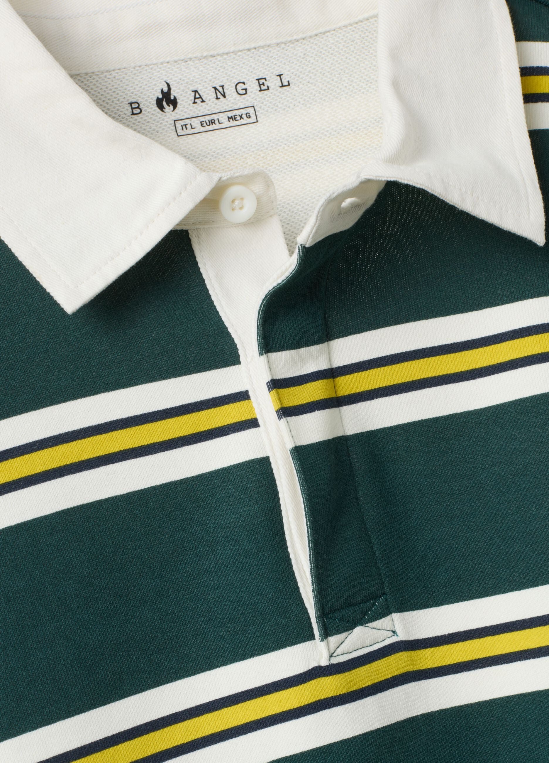 Polo verde e gialla in puro cotone a righe regular fit