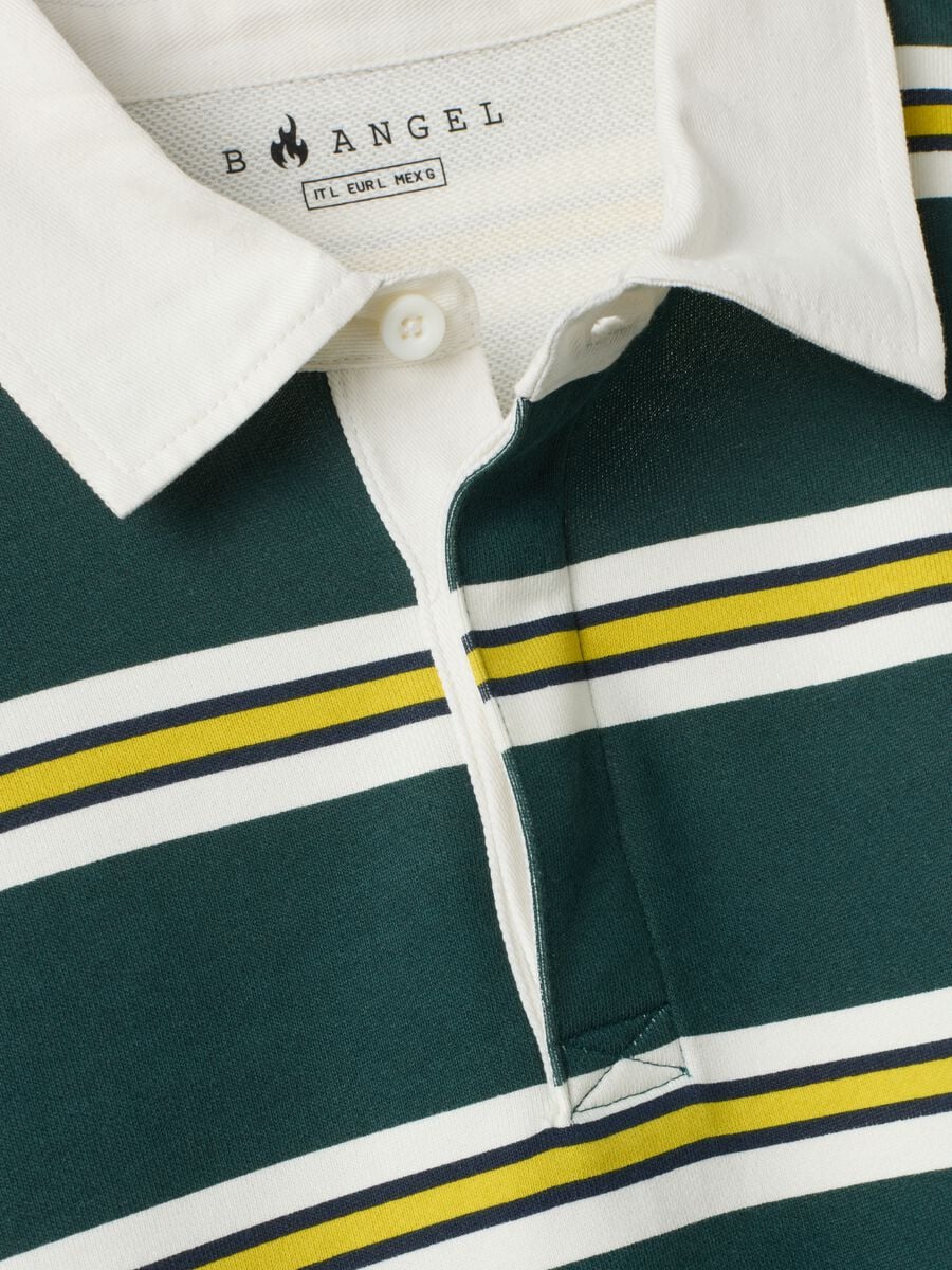 Polo verde e gialla in puro cotone a righe regular fit_1