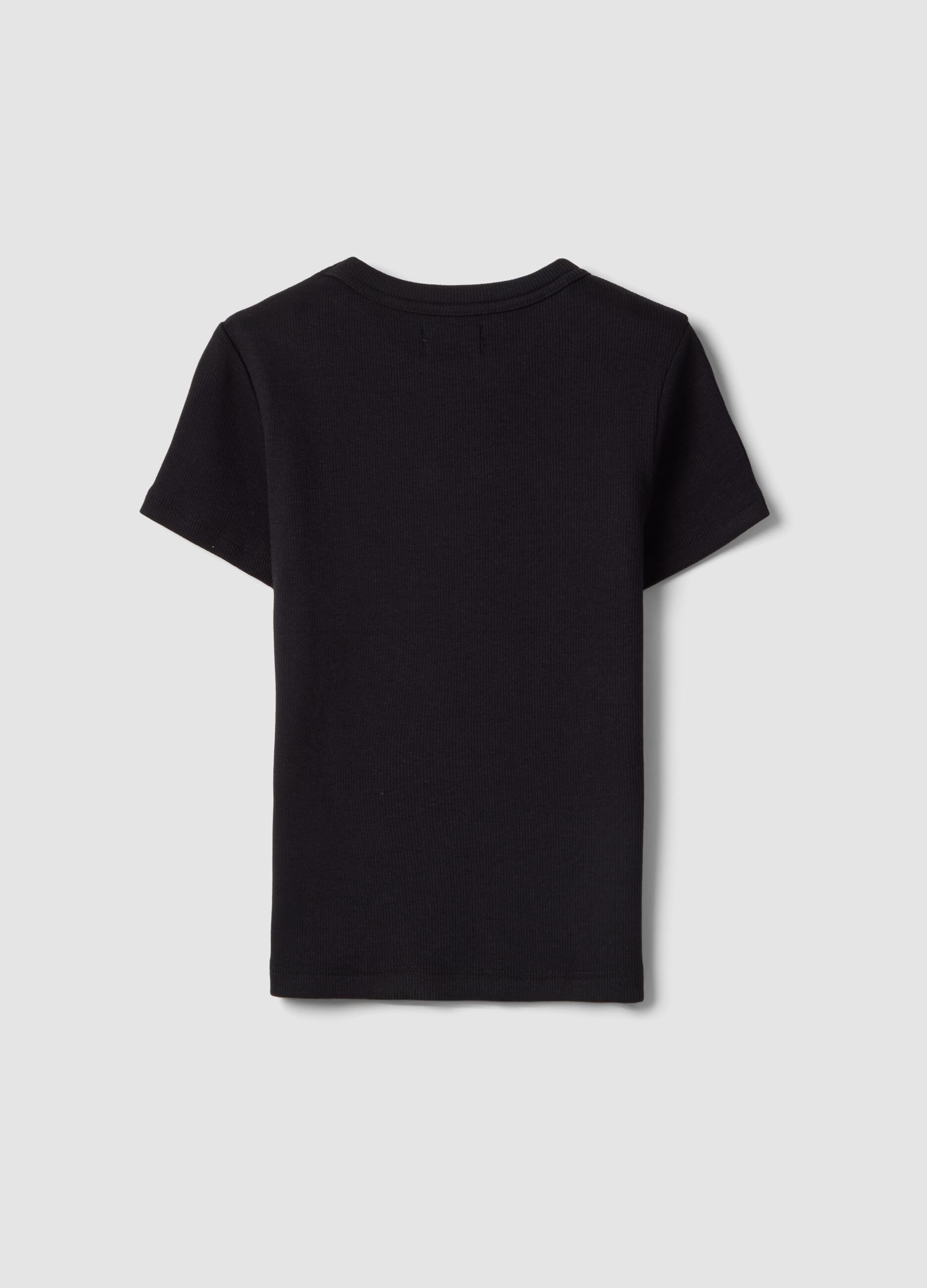Black stretch cotton fitted t-shirt for girls