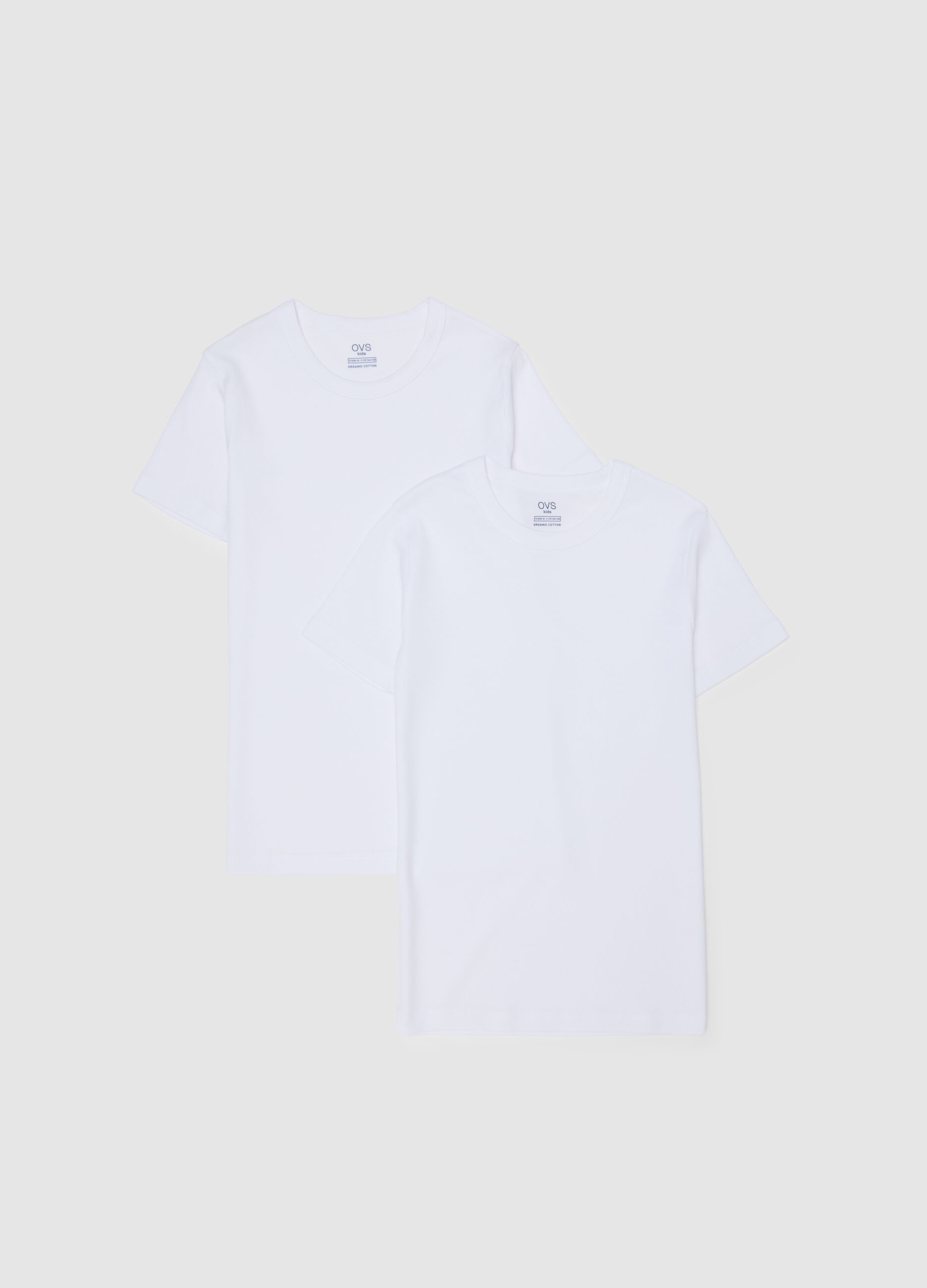 Pack of two white boy's t-shirts in pure cotton over fit