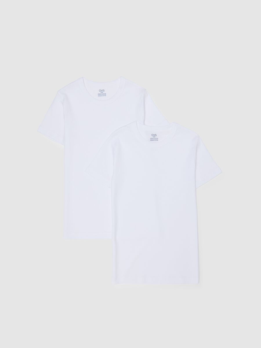 Bipack t-shirt bianche da ragazzo in puro cotone over fit_0