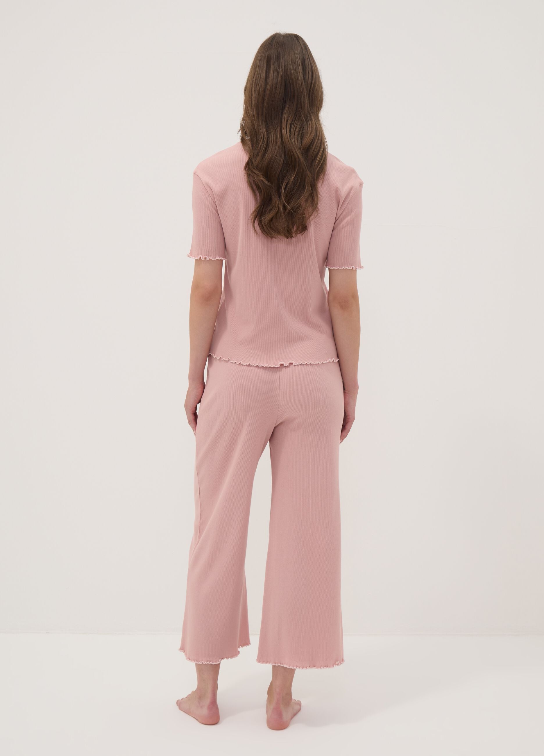 Pink pure organic cotton ribbed pyjamas