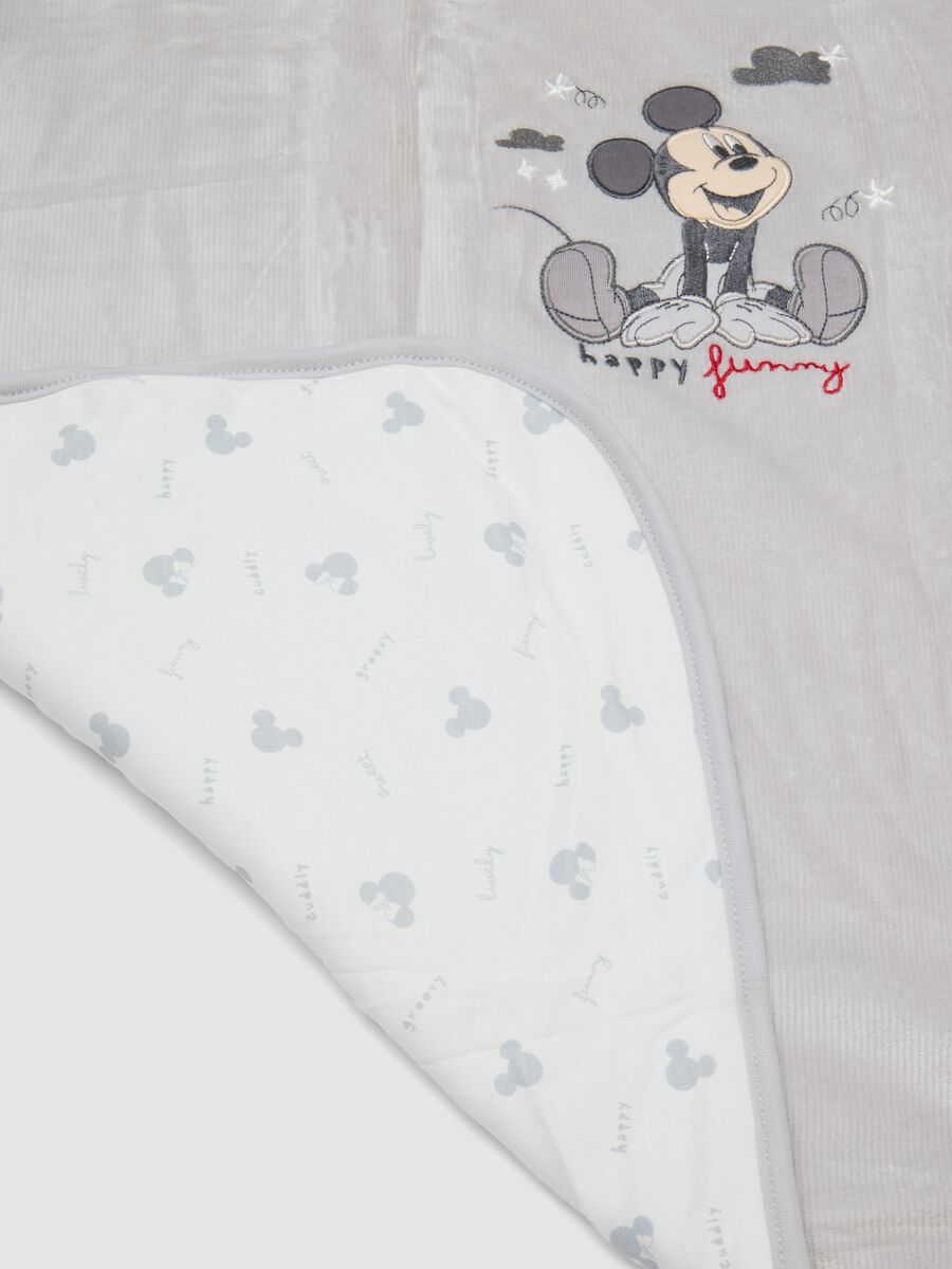 Grey stretch organic cotton blanket with Mickey embroidery_2