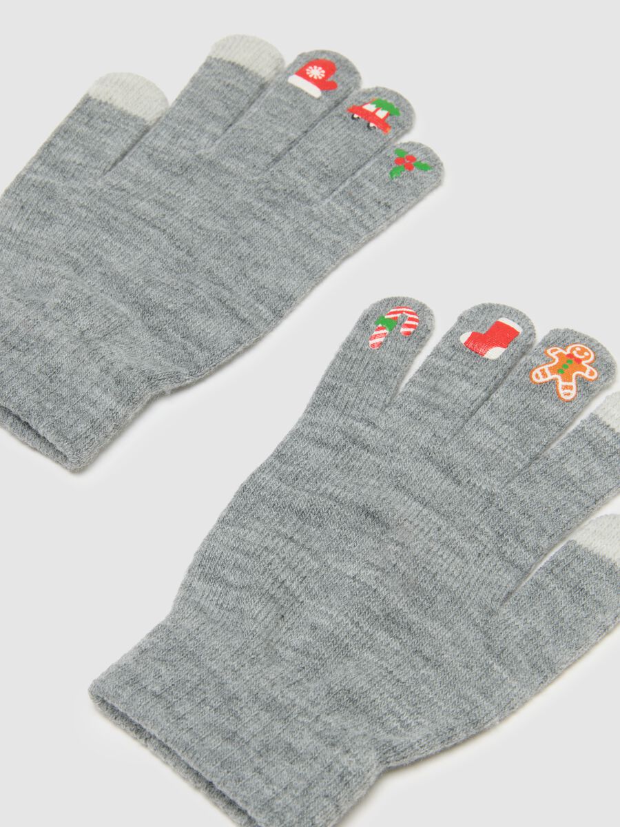 Grey gloves with festive decorations_1