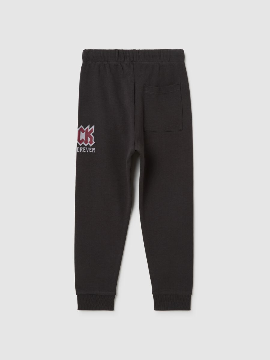 Jogger da bambino in puro cotone nero regular fit_1