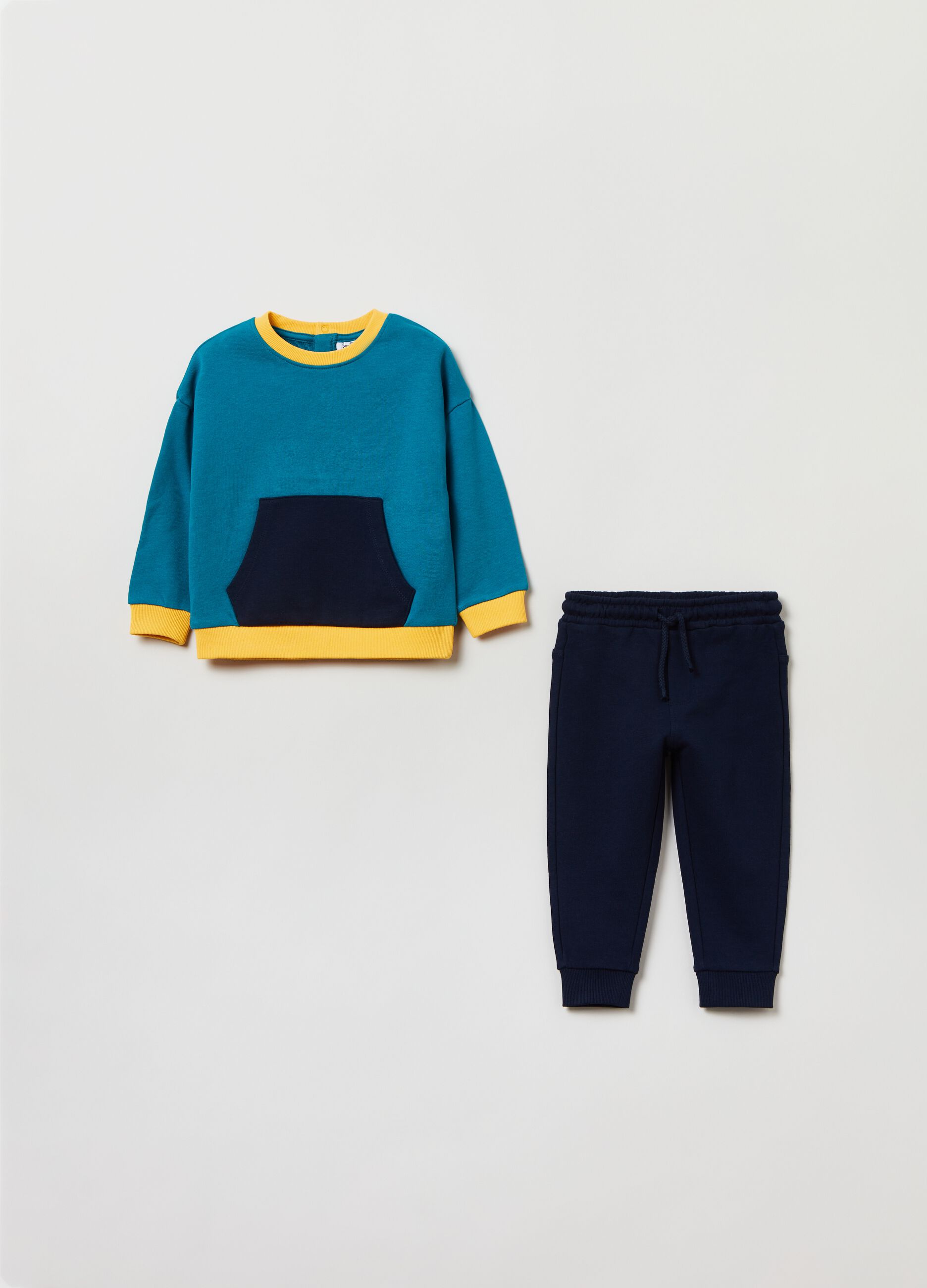 Jogging set in French Terry color block_0