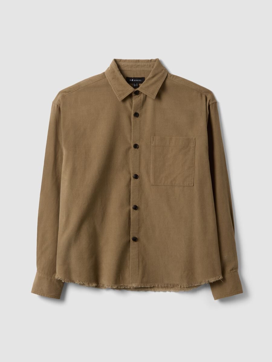 Camicia popeline beige in puro cotone over fit_0
