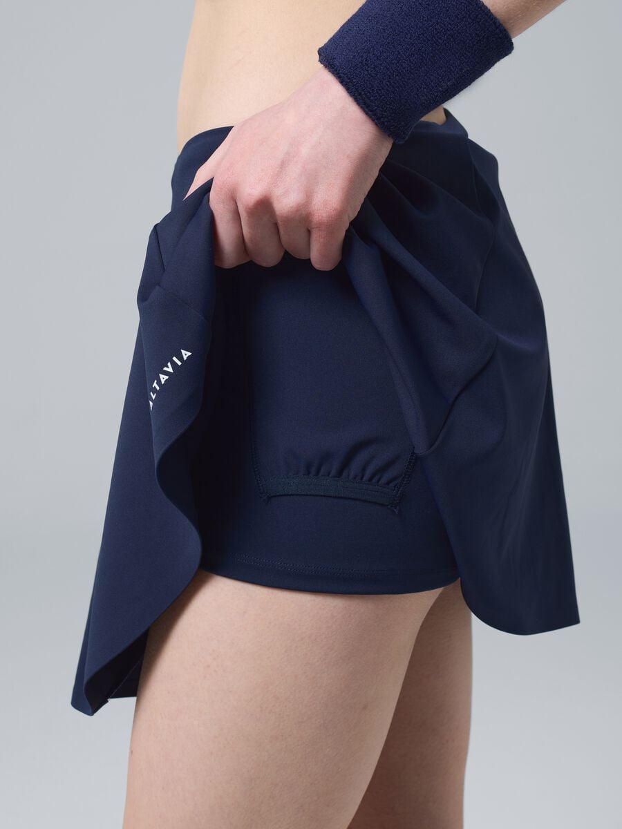 ALTAVIA COURT blue sports skirt in stretch technical fabric with integrated shorts_3