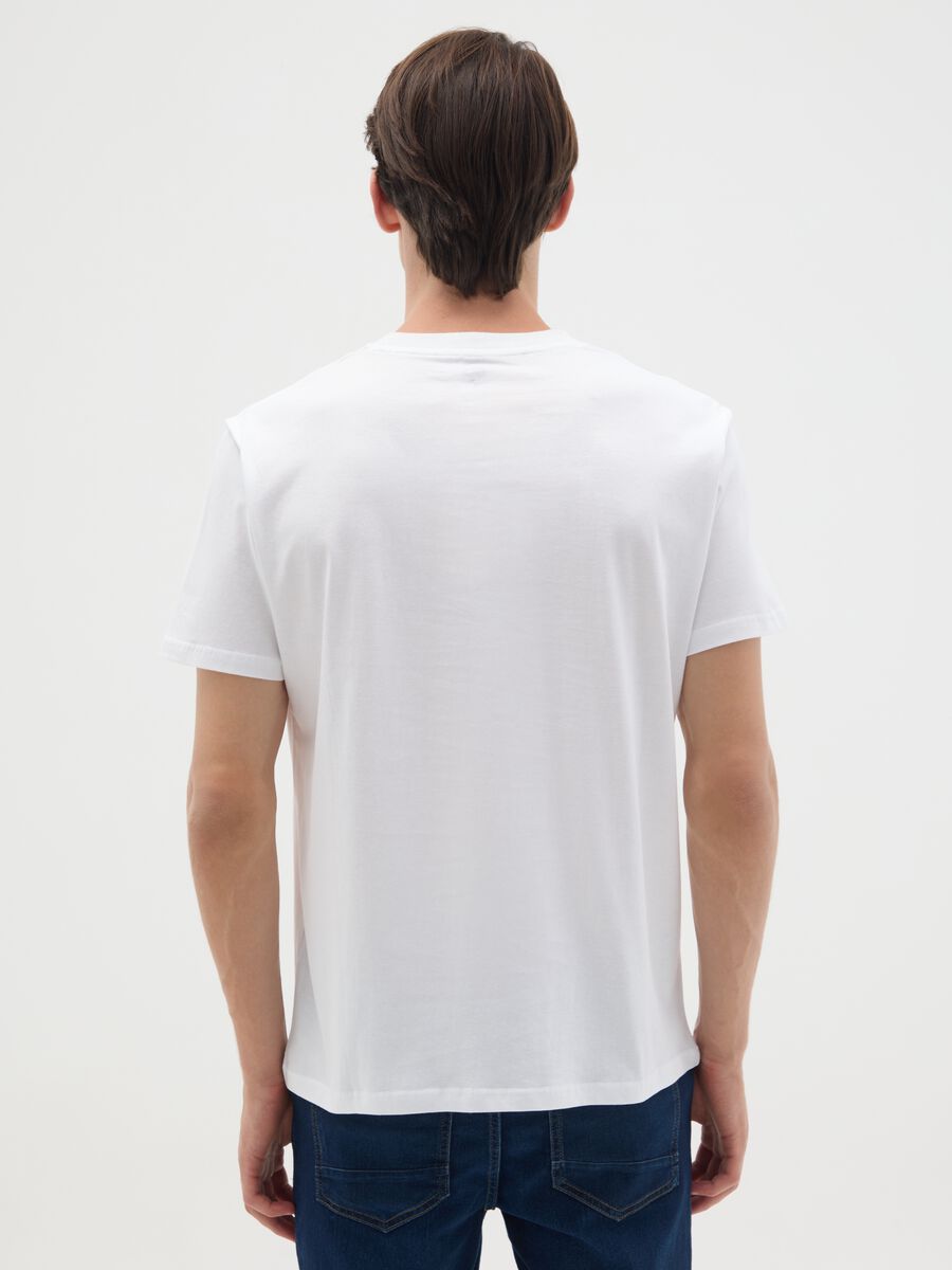 Men's white pure cotton T-shirt with Superman logo_3