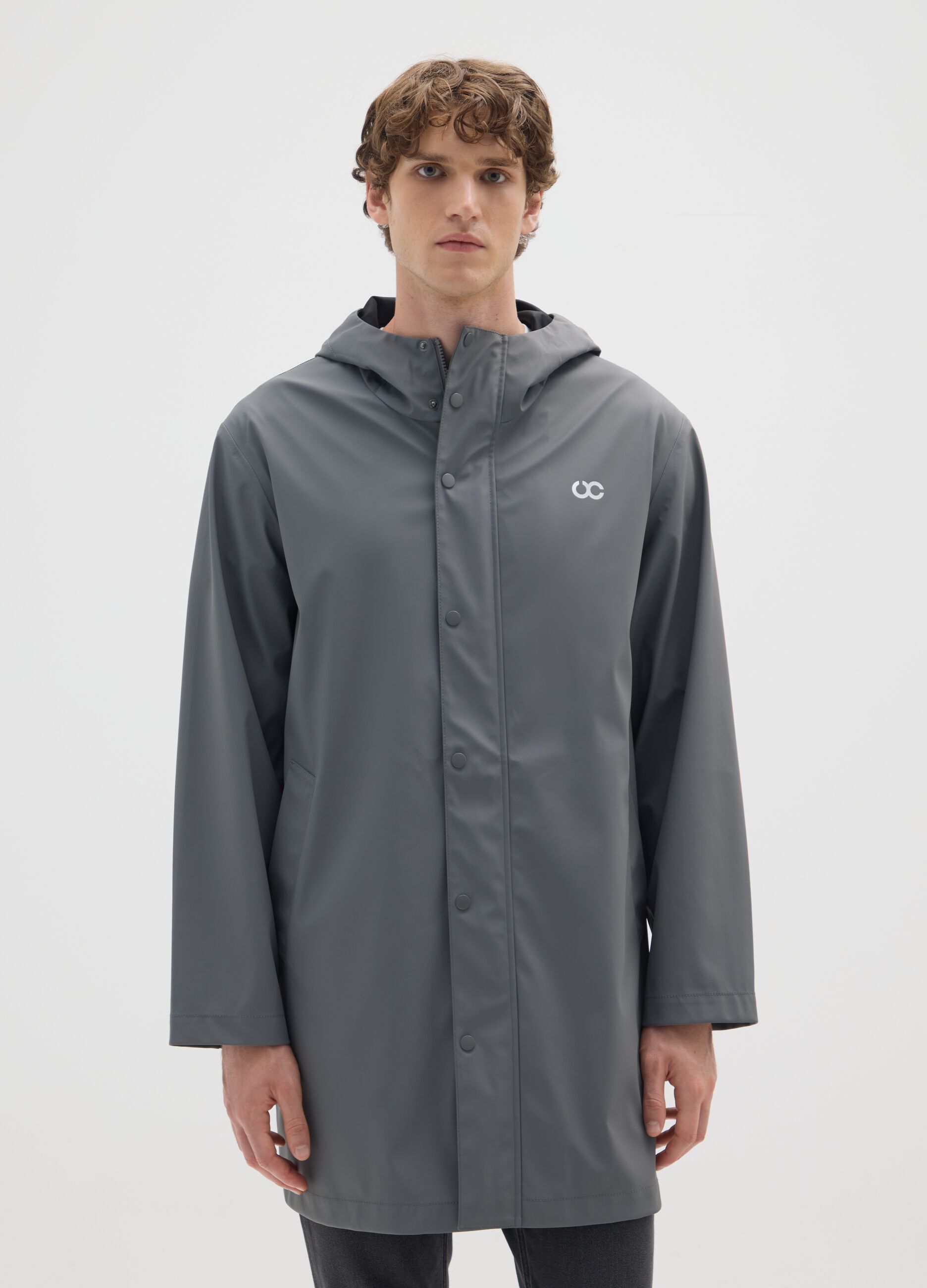 Grey regular fit lightweight waterproof jacket