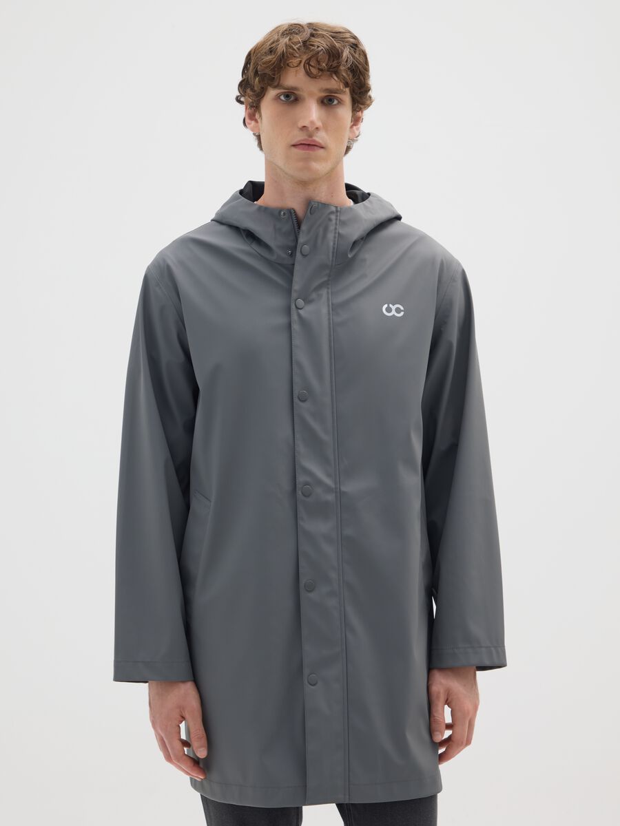 Grey regular fit lightweight waterproof jacket_0
