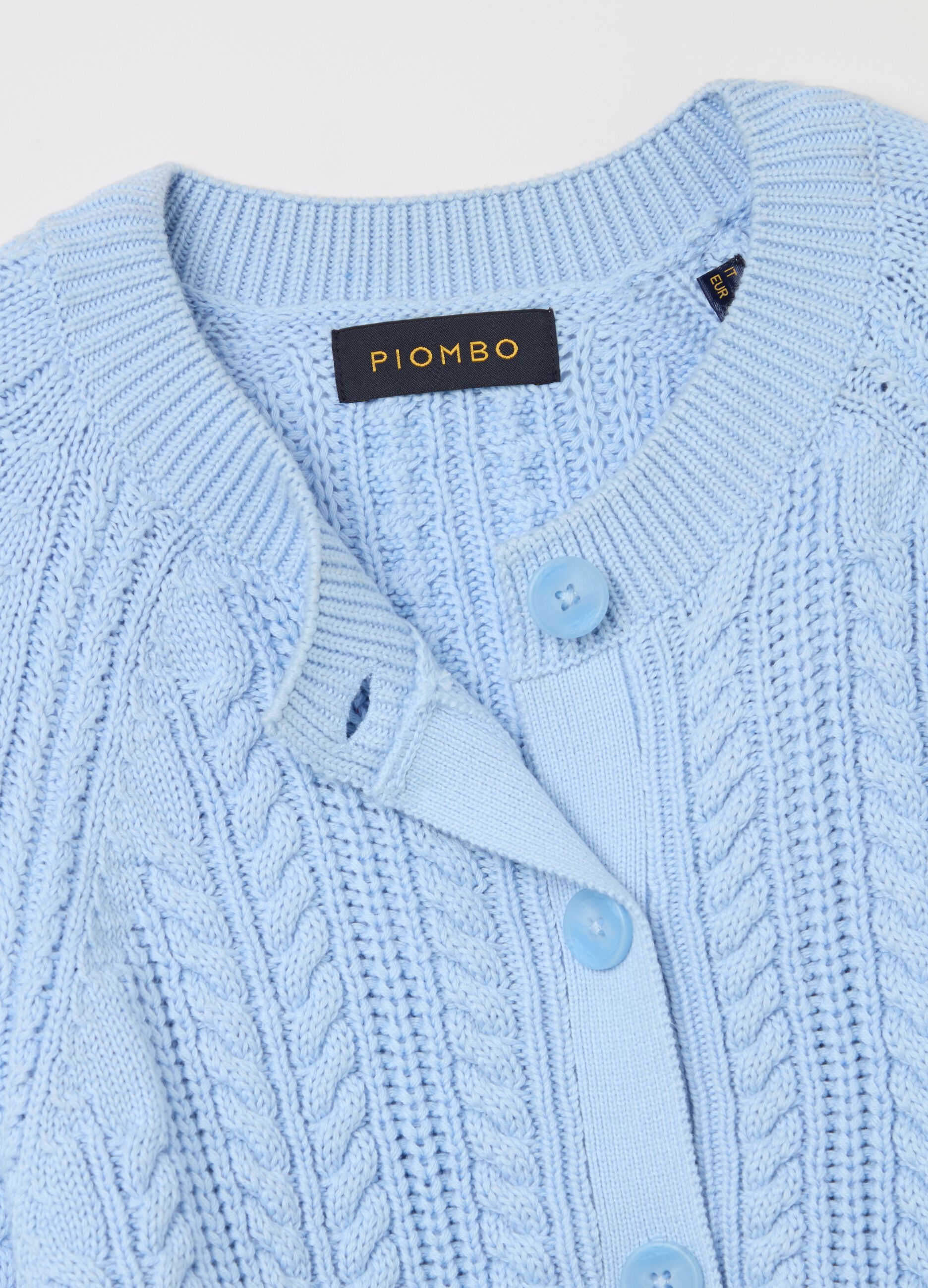 Cotton cardigan with cable-knit weave