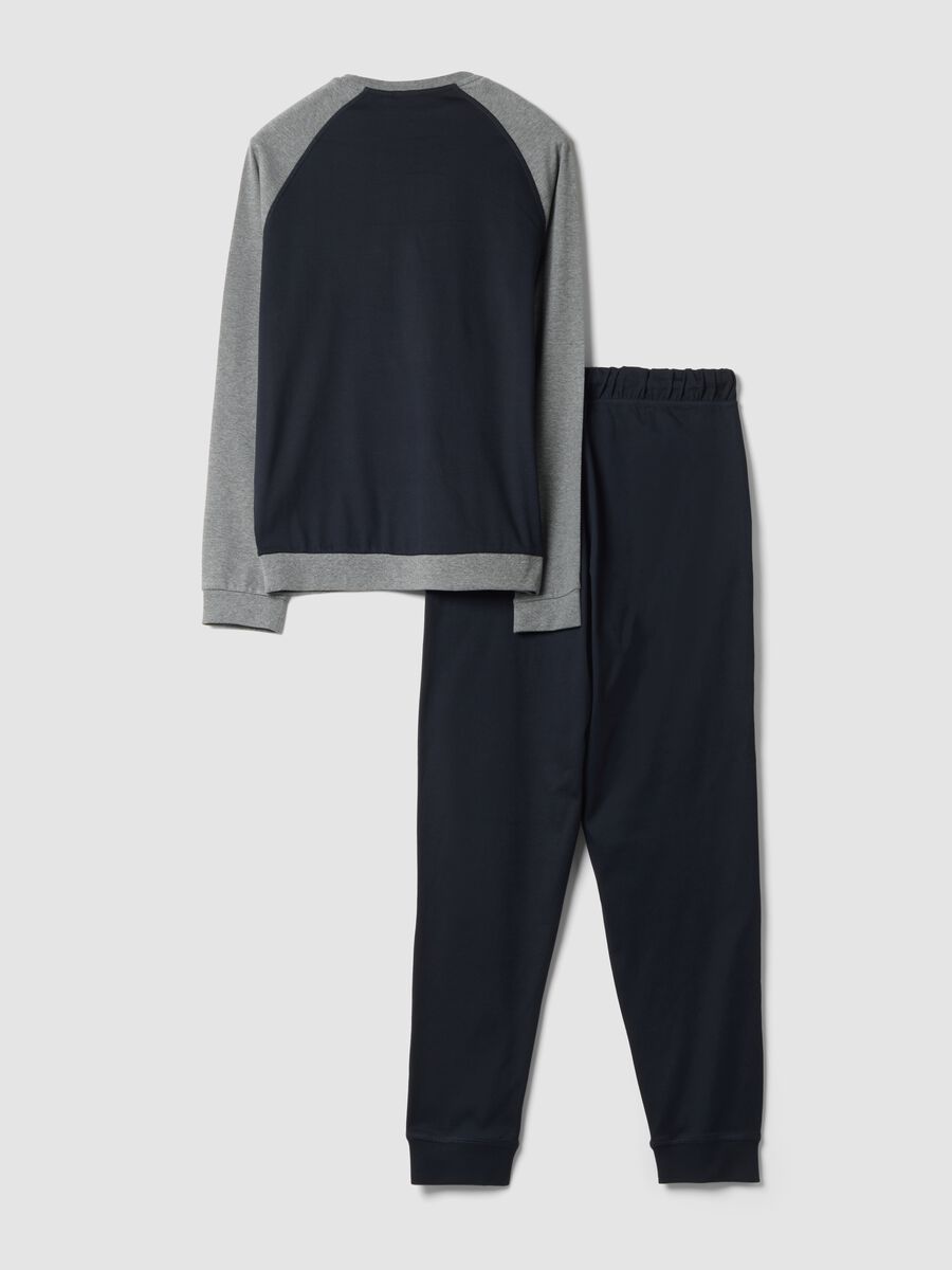 Blue pure organic cotton crew-neck pyjamas_2