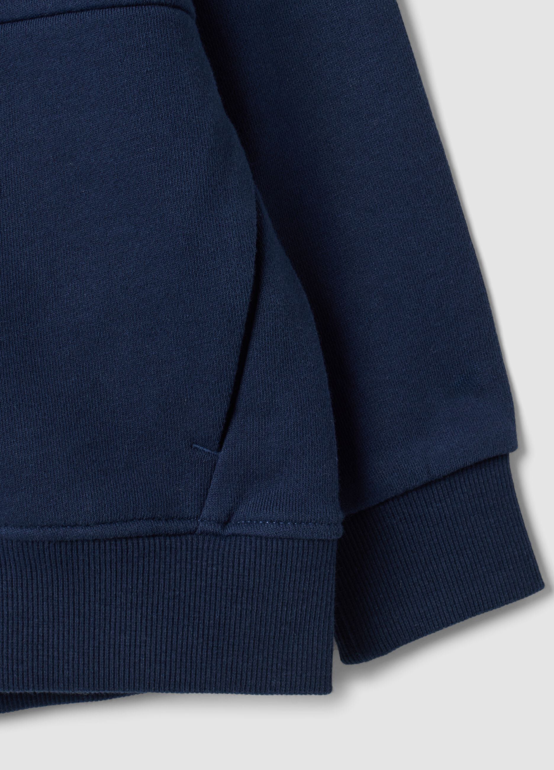 Blue hooded sweatshirt in pure organic cotton, oversized fit, for boys