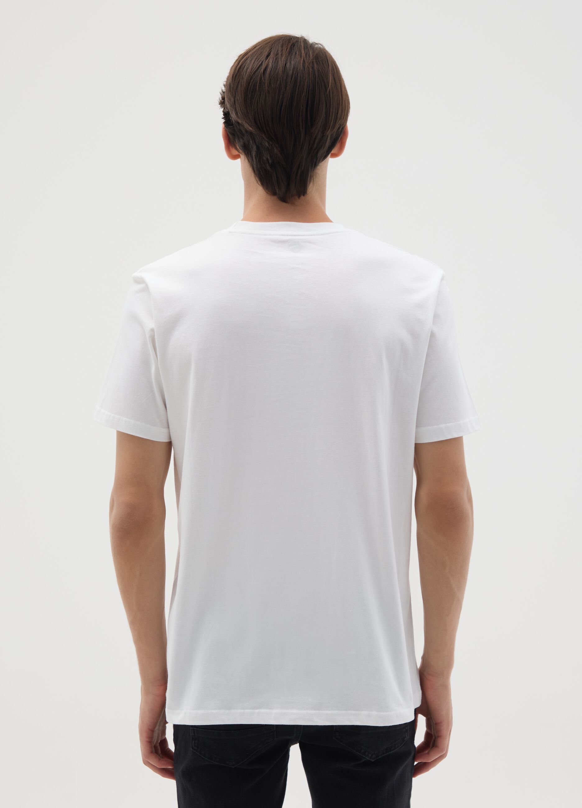 Men's pure cotton white T-shirt with Superman print