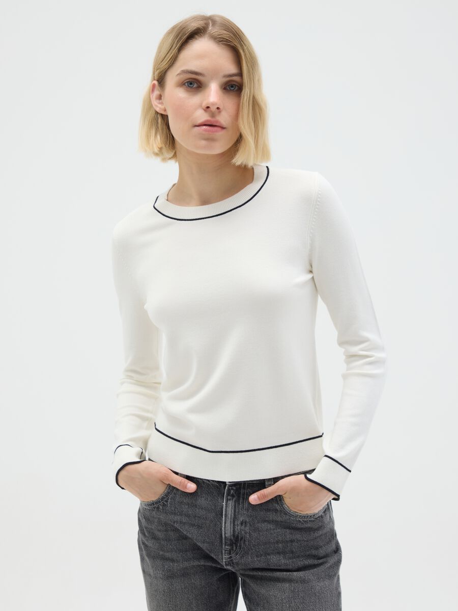 Regular fit multicolor mixed fabric sweater_0
