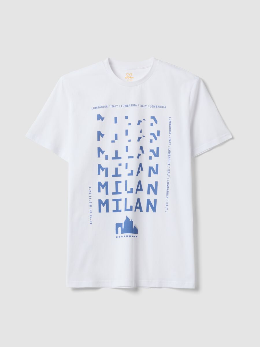 White pure cotton T-shirt with graphic print, regular fit_4