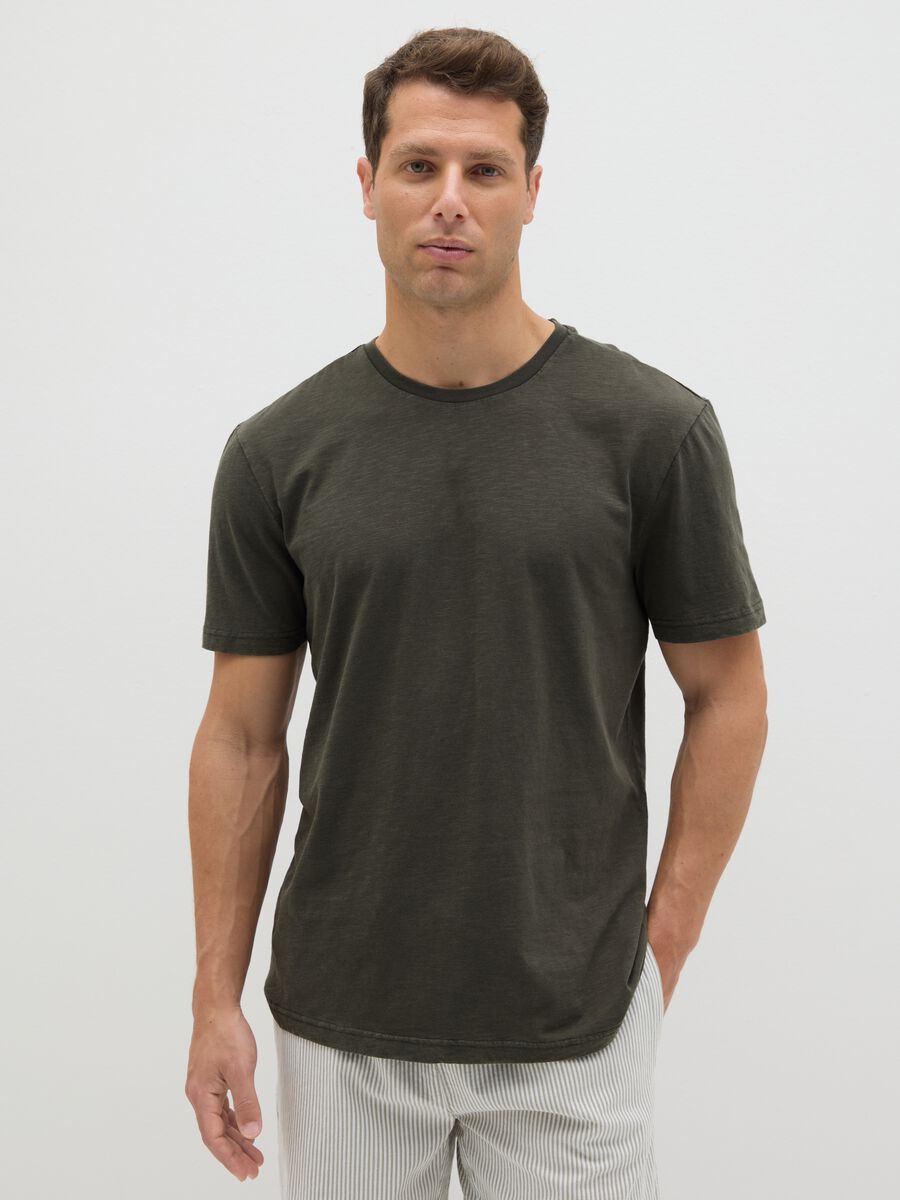 Men's green pure cotton t-shirt regular fit_1