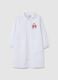 Children's school smock in white cotton blend with embroidery_0