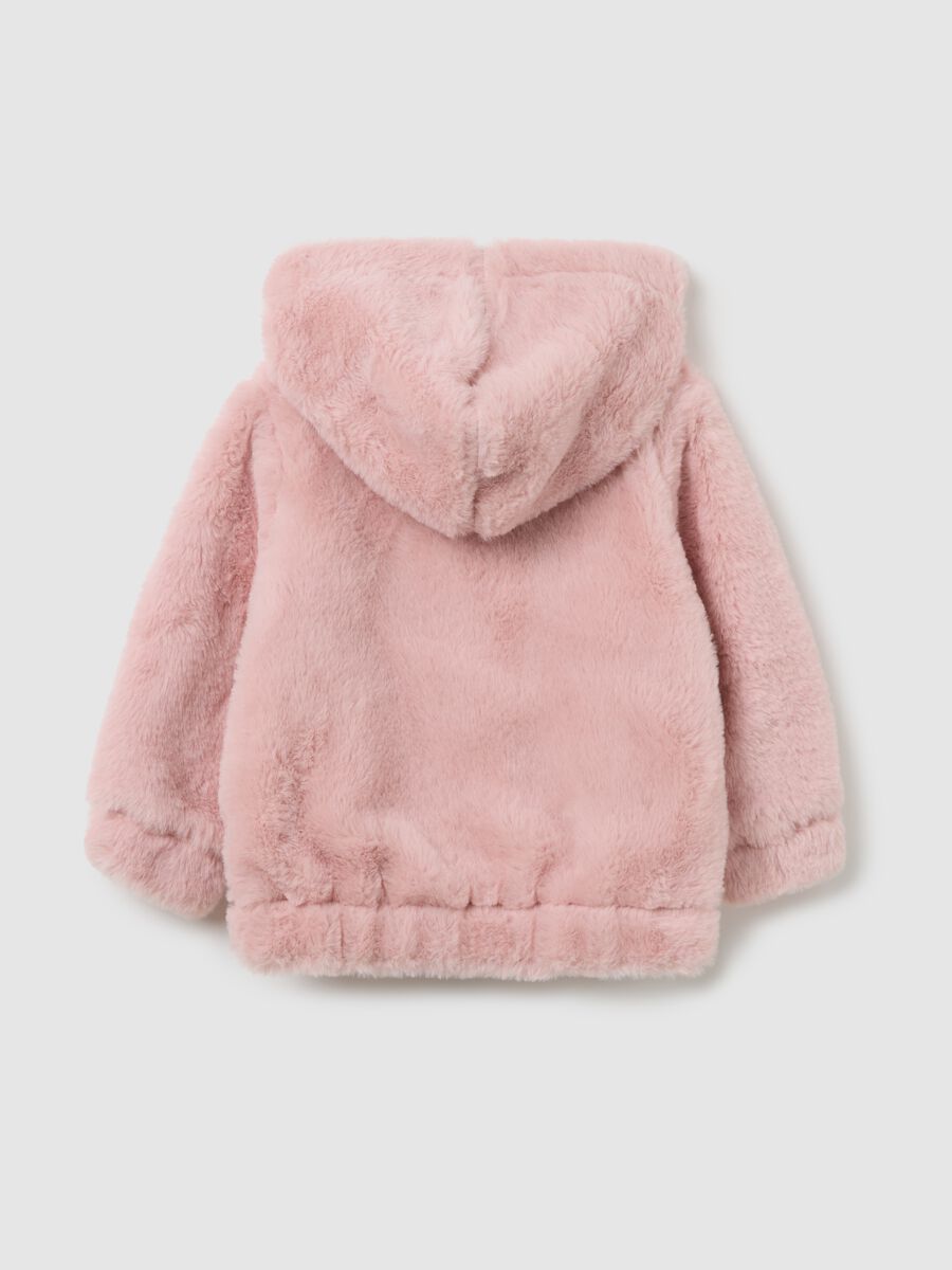 Pink regular fit girl's sweatshirt with zip and hood_1