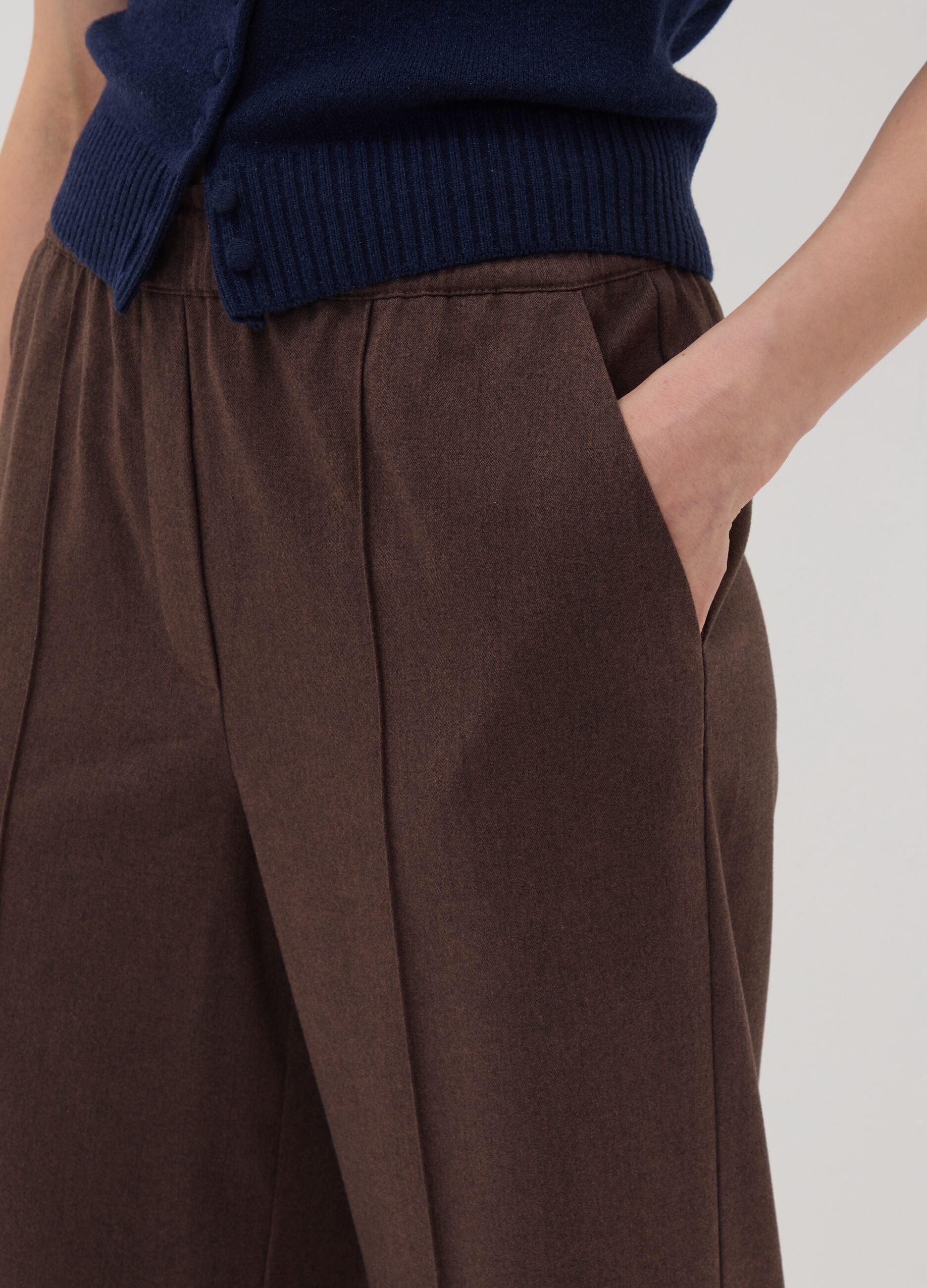 Jogger The Iconic Pants marroni wide leg in viscosa elasticizzata